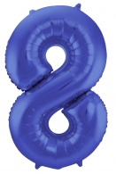 Blauw Metallic Mat Folie Ballon Nummer 8-86 cm