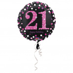 folieballon 21  jaar 43 cm  Sparkling Pink (wordt leeg geleverd)