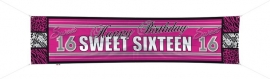 Straatbanner/spandoek Sweet 16 40cm x 180cm