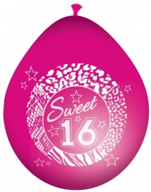 Fltx ballonnen 12inch/30cm Sweet 16 /8st