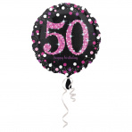 folieballon 50  jaar 43 cm  Sparkling Pink (wordt leeg geleverd)