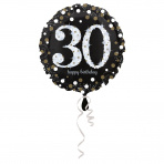 folieballon 30 jaar 43 cm  Sparkling Gold (wordt leeg geleverd)