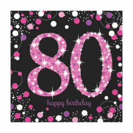 Servetten Sparkling Pink 80 jaar