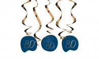 Hangdecoratie Elegant True Blue 80 jaar 5stuks