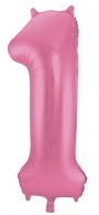 Roze Metallic Mat Folie Ballon Nummer 1-86 cm
