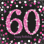 Servetten Sparkling Pink 60 jaar