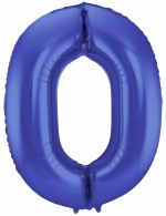 Blauw Metallic Mat Folie Ballon Nummer 0-86 cm