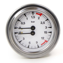 Manometer dubbel 60mm wit