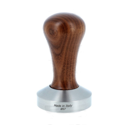 Tamper 57mm RVS met walnoten handvat