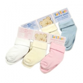 Soft Touch setje baby sokjes - wit/creme/blauw - 6 /12 mnd