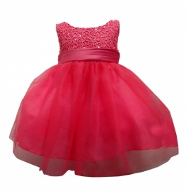 Sevva mouwloze baby gelegenheidsjurk in Fuchsia