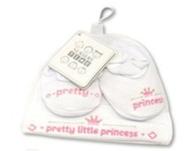 baby setje van slofjes en muts pretty little princess - 0/5 mnd