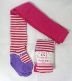Tick Tock baby maillot fuchsia met strepen en paars ballerina voetje