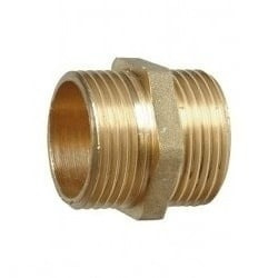 Dubbele nippel brons 3/4" buitendraad