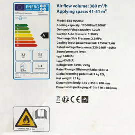 Mobiele Airco met afstandsbediening 12000 BTU 3500W