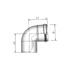 Dikwandige bocht 90° D80 M&G - Aluminium
