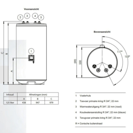 CV-boiler 125L Remeha Aqua Plus 125 S