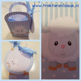 Schaap Geboorte Traktatie Tasje blauw