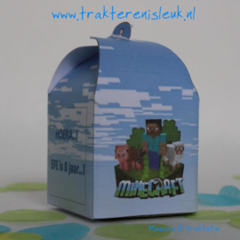 Minecraft Traktatie Doosje Blauw