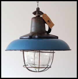 TOPSTUK! Zeldzame mooie kooilamp, fraaie petrolblauwe kleur! (meerdere beschikbaar)