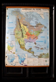mooie oude Franstalige schoolkaart Noord Amerika VERKOCHT!