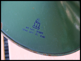 VERKOCHT! Oude schotel lamp, mooie groene kleur (nog 2 beschikbaar)