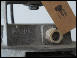 Stoere Franse emaille Mazda lamp.