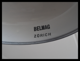 VERKOCHT ! Lichtgrijs emaille industrielamp Belmag Zurich, zeer mooie staat! (3 beschikbaar)
