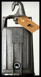 Zeldzame zwarte emaille industriële Philips lamp Large,  collectorsitem!
