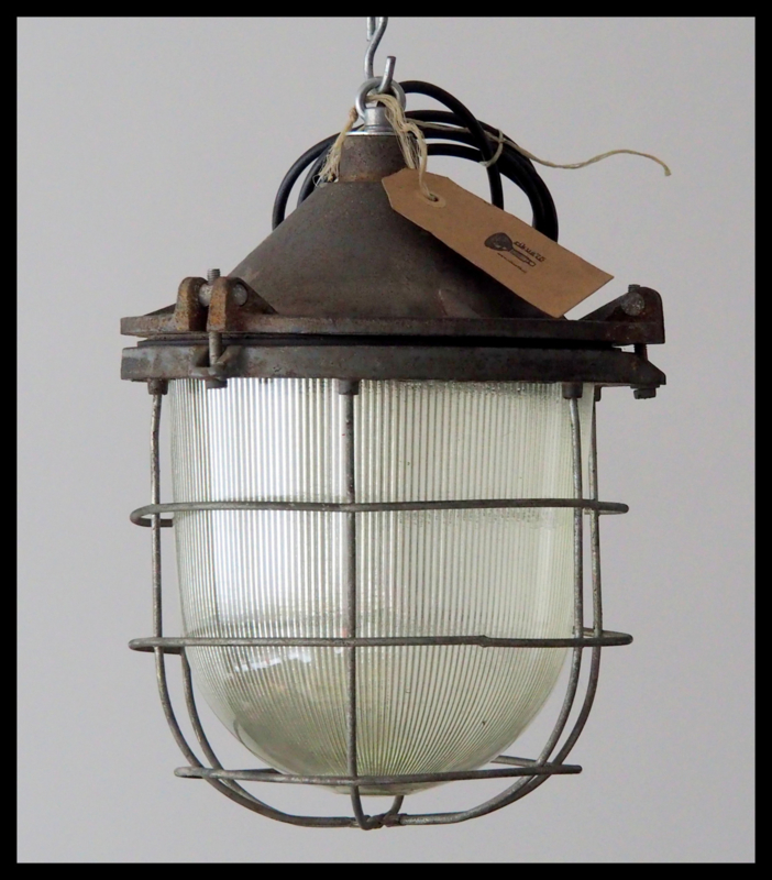 Industriële kooilamp, middelgrote bully (meerdere beschikbaar) (Optioneel: ketting antraciet ca 120cm: geen ketting,optioneel: Plafondkapje metaal: geen plafondkapje) | Industriële lampen | rikus75