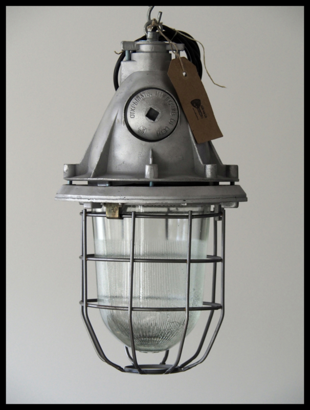 Doe mijn best ingenieur vroegrijp Industriële kooilamp, bully gepolijst (nog 1 beschikbaar) (optioneel:  Plafondkapje metaal: geen plafondkapje,Optioneel: ketting antraciet ca  120cm: geen ketting) | Industriële lampen | rikus75