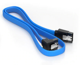 SATA 3 kabel 180/90 50cm Blauw met Clip