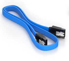 SATA 3 kabel 180/180 50cm Blauw met Clip