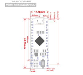 Arduino Micro Atmega-32U4-MU HID Controller Compatible