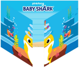 Baby Shark Uitnodigingen Kinderfeestje - 8 stuks