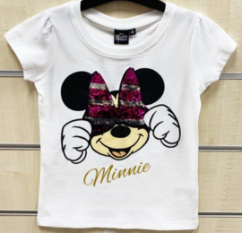 Minnie Mouse Paillettten T-Shirt - Wit