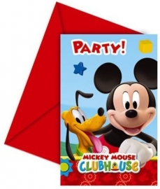 Mickey Mouse Uitnodigingen Kinderfeestje - 6 stuks