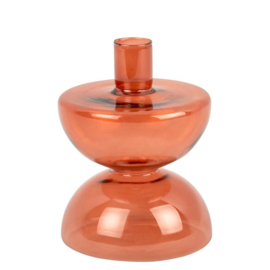 CANDLE HOLDER DIABOLA GLASS BURNED ORANGE | PRESENT TIME