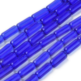 Glaskraal kolom transparant kobaltblauw, streng