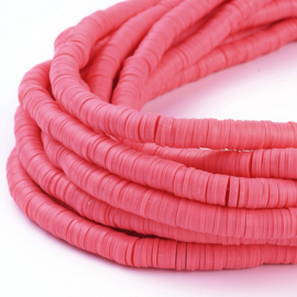 Fimo heishi disc-kralen  8 mm donker roze, streng