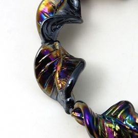 Lampwork kraal blad zwart