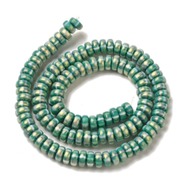 Streng fimokralen rondel met glitter, seagreen