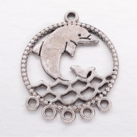 Connector in antiek zilverkleur dolfijn