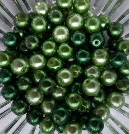 kralenmix glasparels 8mm groen, 100 stuks
