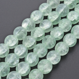 Glazen crackle kraal frosted lichtgroen, 10 mm, 10 stuks