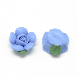 Porceleinen cabochon bloem blauw