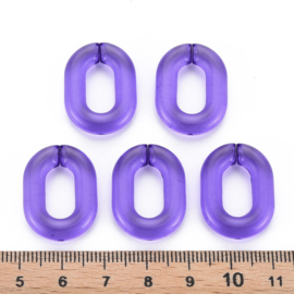 Schakels transparant 24x18x5 blue violet, 6 stuks