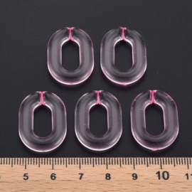 Schakels transparant 24x18x5 roze, 6 stuks