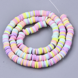 Fimo heishi disc-kralen  6 mm pastel mix, streng