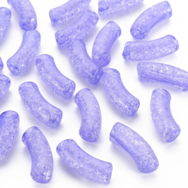 Acryl gebogen buiskraal / tube bead crackle lila